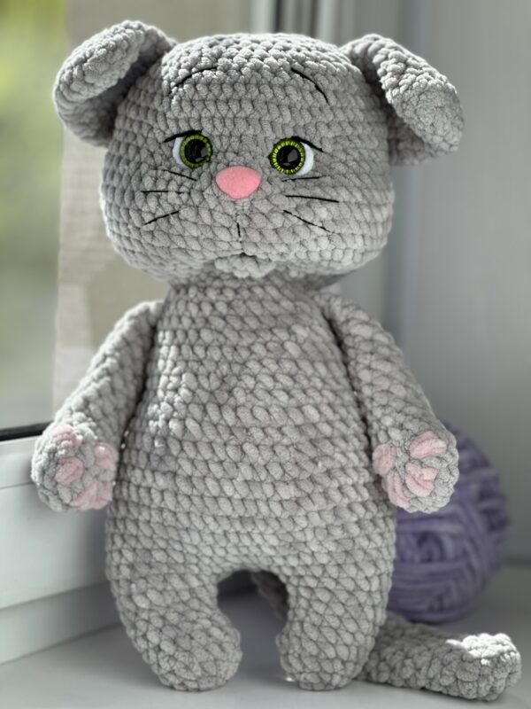 Handmade Knitted Plush Cat - Image 3