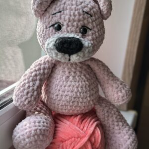 Handmade knitted teddy bear (pink)