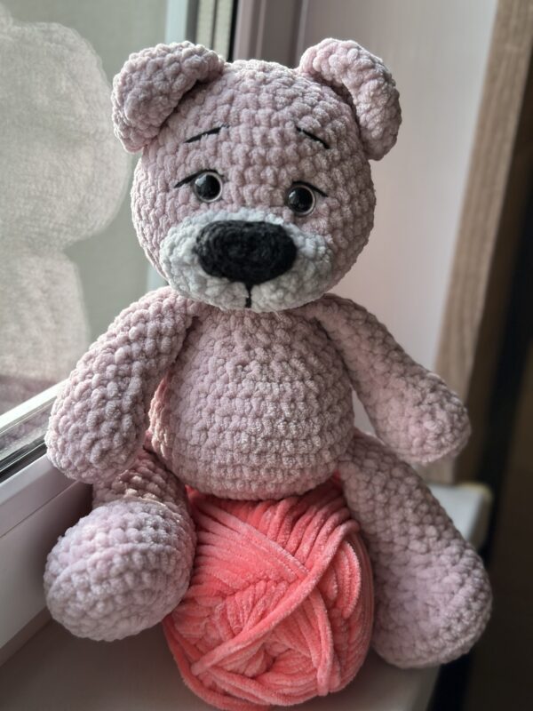 Handmade knitted teddy bear (pink)