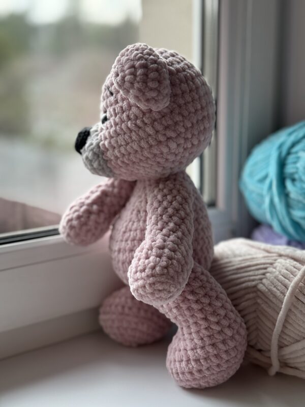 Handmade knitted teddy bear (pink) - Image 5
