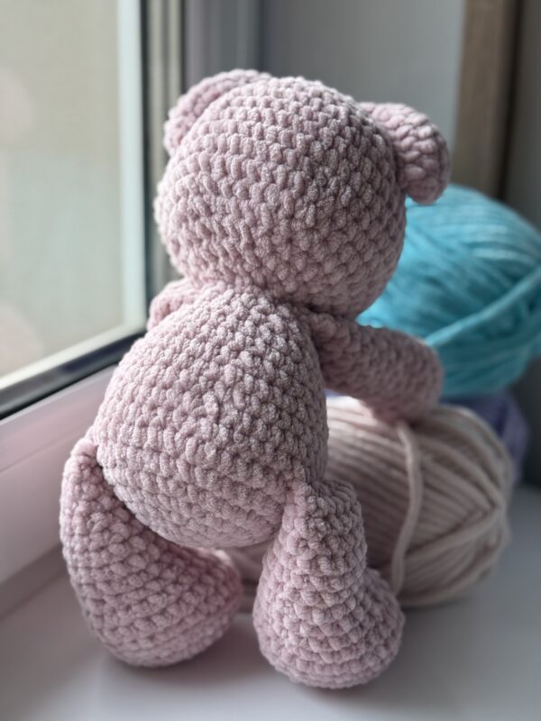 Handmade knitted teddy bear (pink) - Image 7